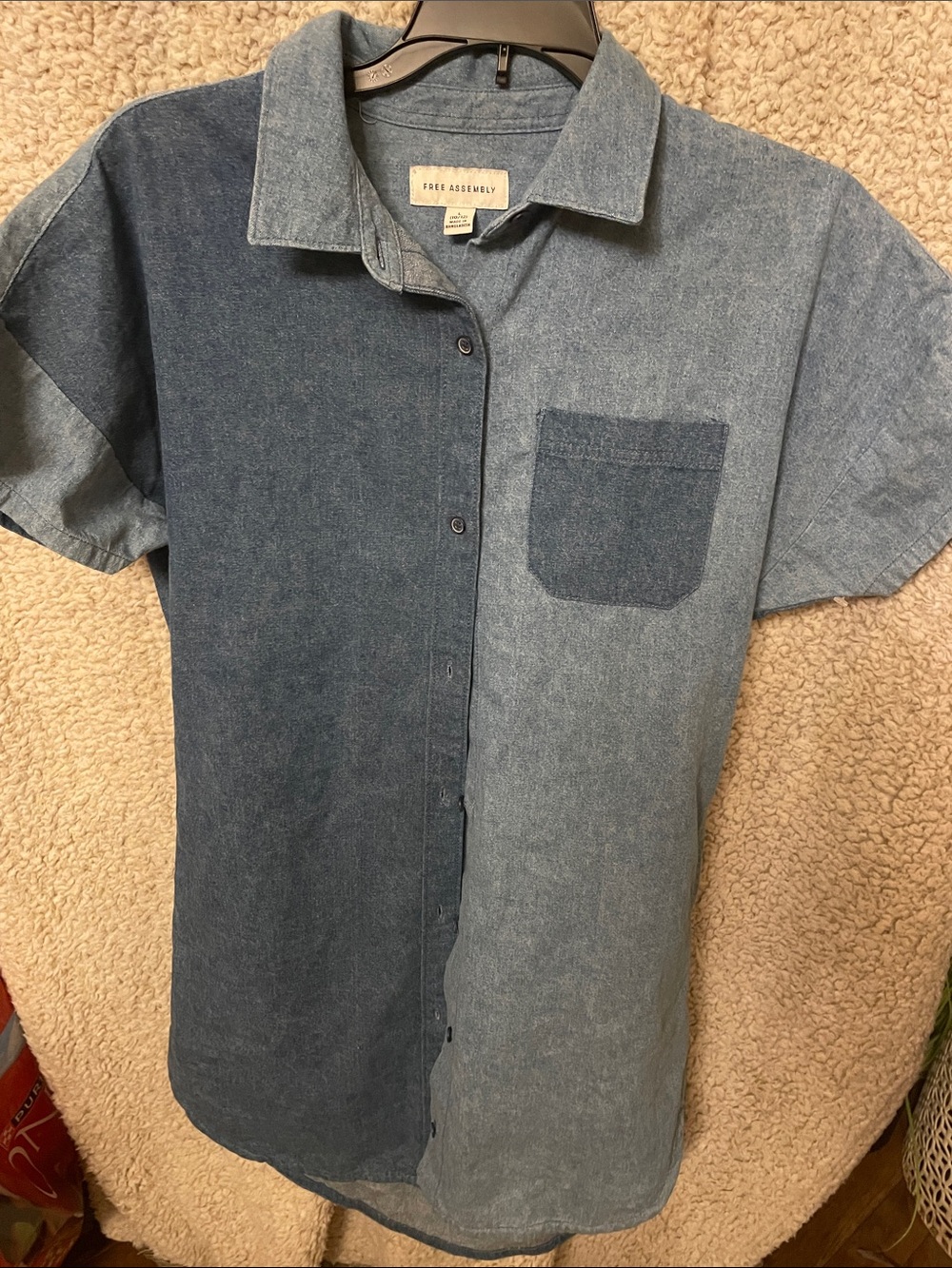 Free Assembly Two-Tone Denim Short Sleeve dress - Blue (runs small) Sized L
